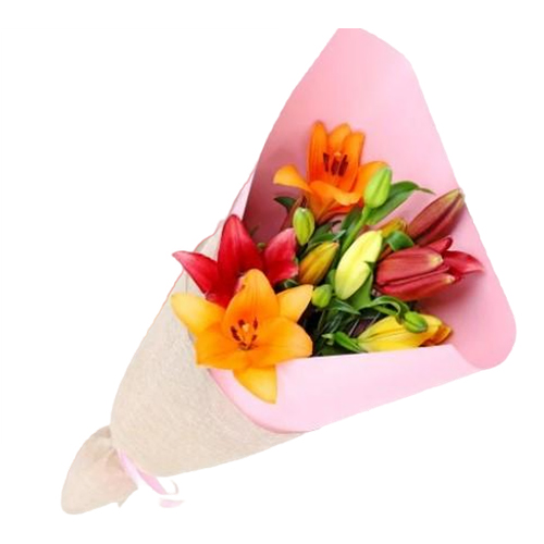 Medium size mixed colour lily Bouquet