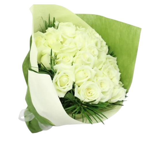Medium size white roses bouquet