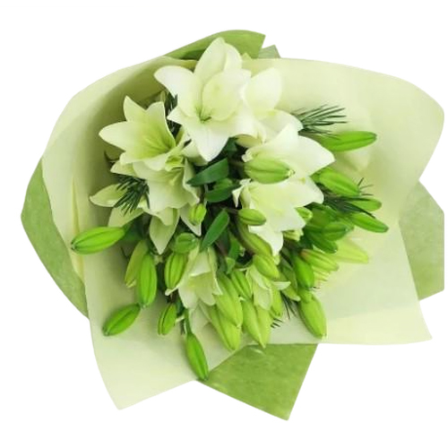 Medium size White Asiatic lily Bouquet