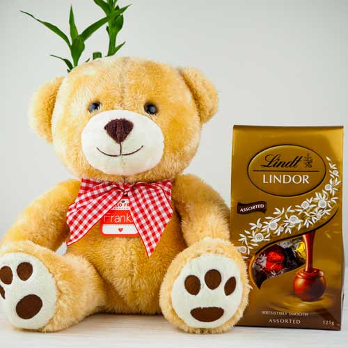 Soft Teddy bear with Lindt Chocolates