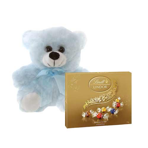 Blue Teddy with Lindt Chocolate Box