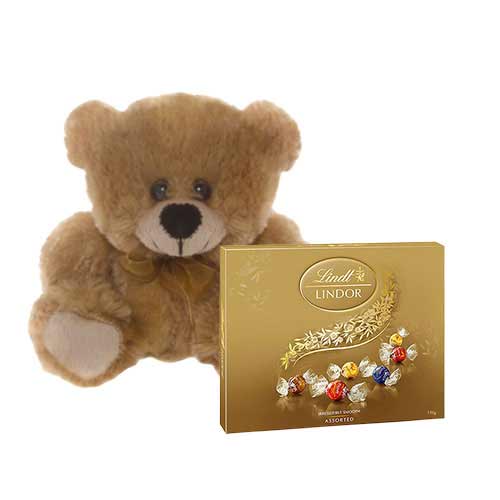 Brown Teddy with Lindt Chocolate Box