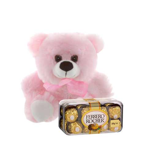 Pink Teddy with Ferrero Rocher 16