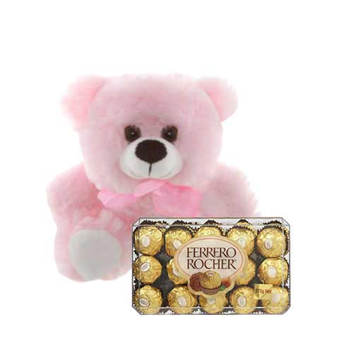 Pink Teddy with Ferrero Rocher 30
