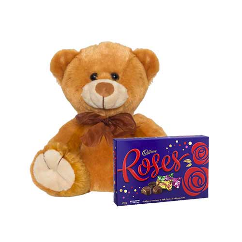 8 inch Brown Teddy with Cadbury Chocolate Box