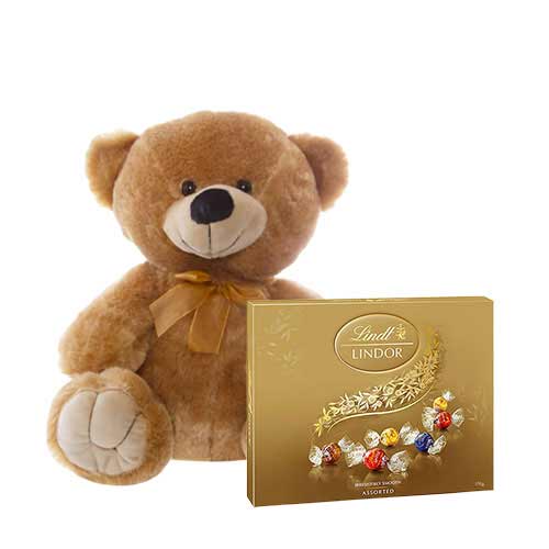 10 inch Brown Teddy with Lindt Chocolate Box