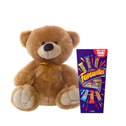 10 inch Brown Teddy with Cadbury Favourites