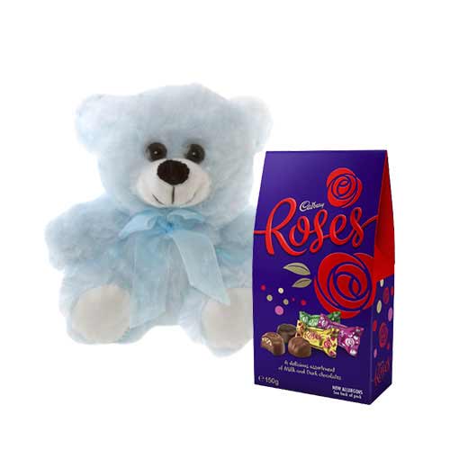 Blue Teddy with Cadbury Chocolate