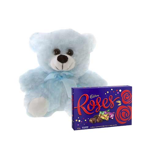 Blue Teddy with Cadbury Chocolate Box