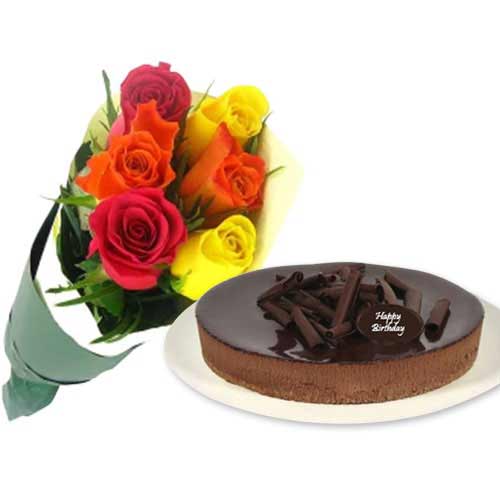 Mixed Roses with chocolate cheesecake