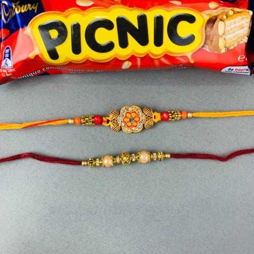 Two Rakhi with Two Picnic Chocolates