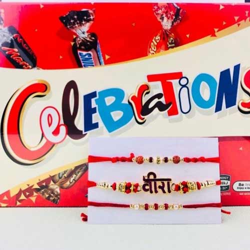Bahan ka pyar Three Rakhi Set with Celebration Chocolates