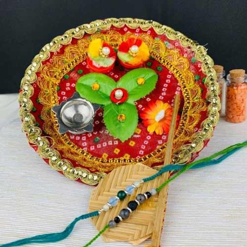Fancy  Rakhi Set  with Traditional Pooja  Thali
