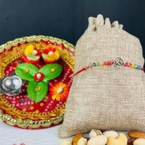Ik Onkar Rakhi With Dry Fruit & Traditional Thali 