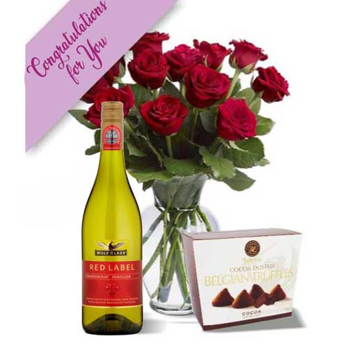 Chocolate with Red Roses & Wine