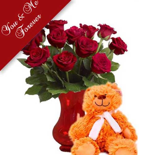 Teddy with Red Roses
