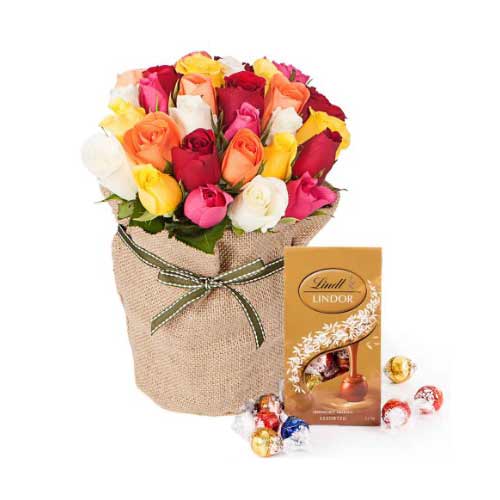 30 Mix Roses with Chocolate
