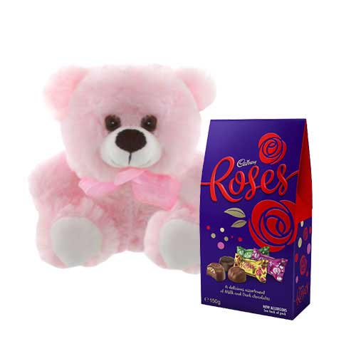 Pink Teddy with Cadbury Chocolate